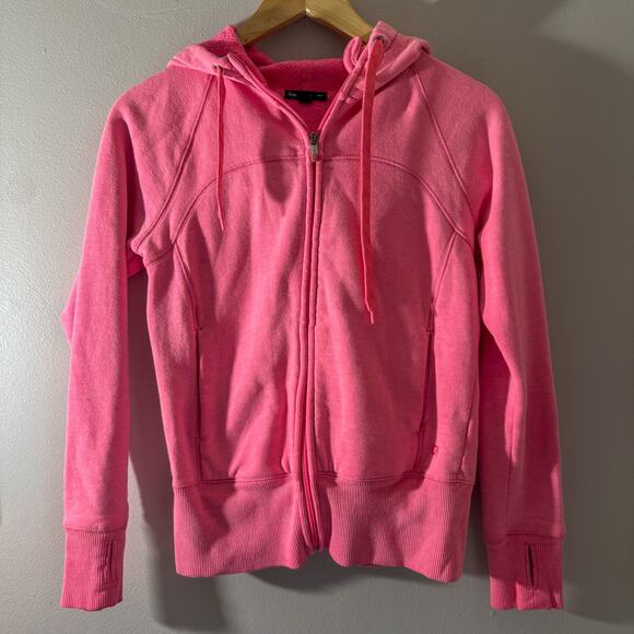 Vintage GAP Y2K Hot Pink Fleece Zip Up Hoodie | Thumbhole Cuffs (Size XS) - Picture 1 of 6